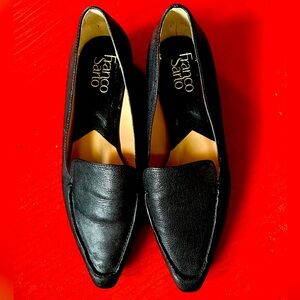 Franco Sarto Black Pointed Leather Loafers